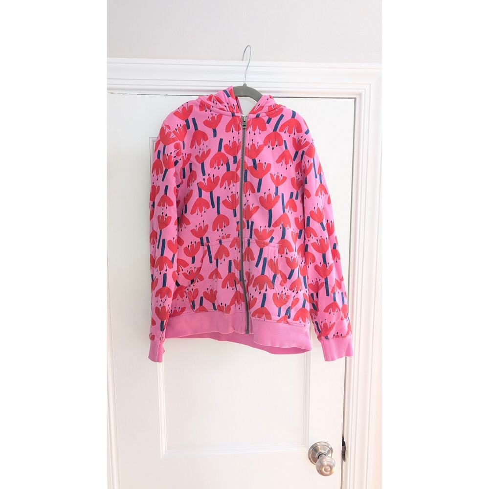 Hanna Andersson Tulip Print Faux Shearling Lined Hoodie US 10 // 140 CM - Picture 2 of 9